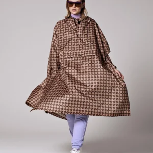 Bruine regenponcho damier