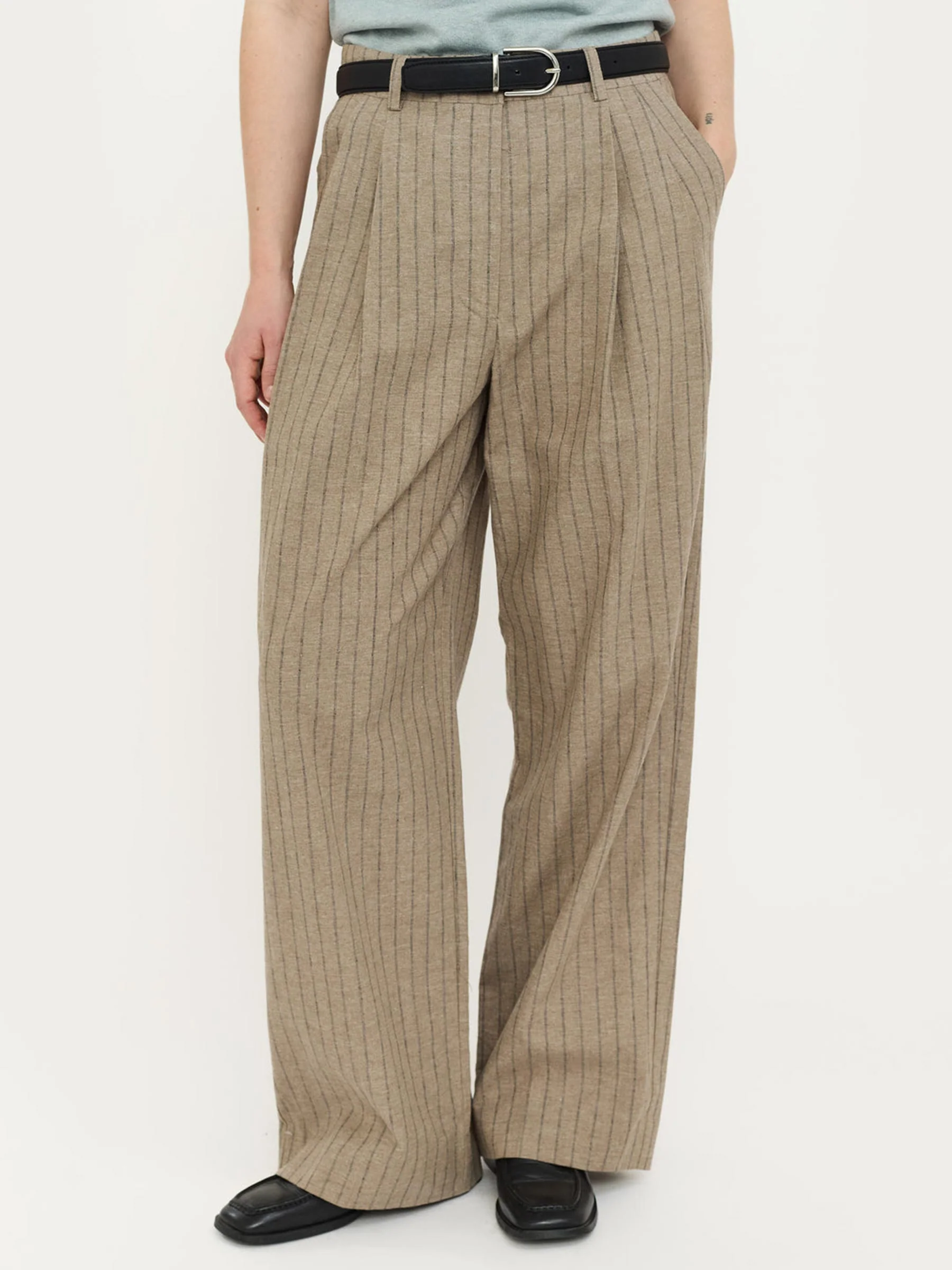 Bruine pantalon met krijtstreep srmarja - Afbeelding 2