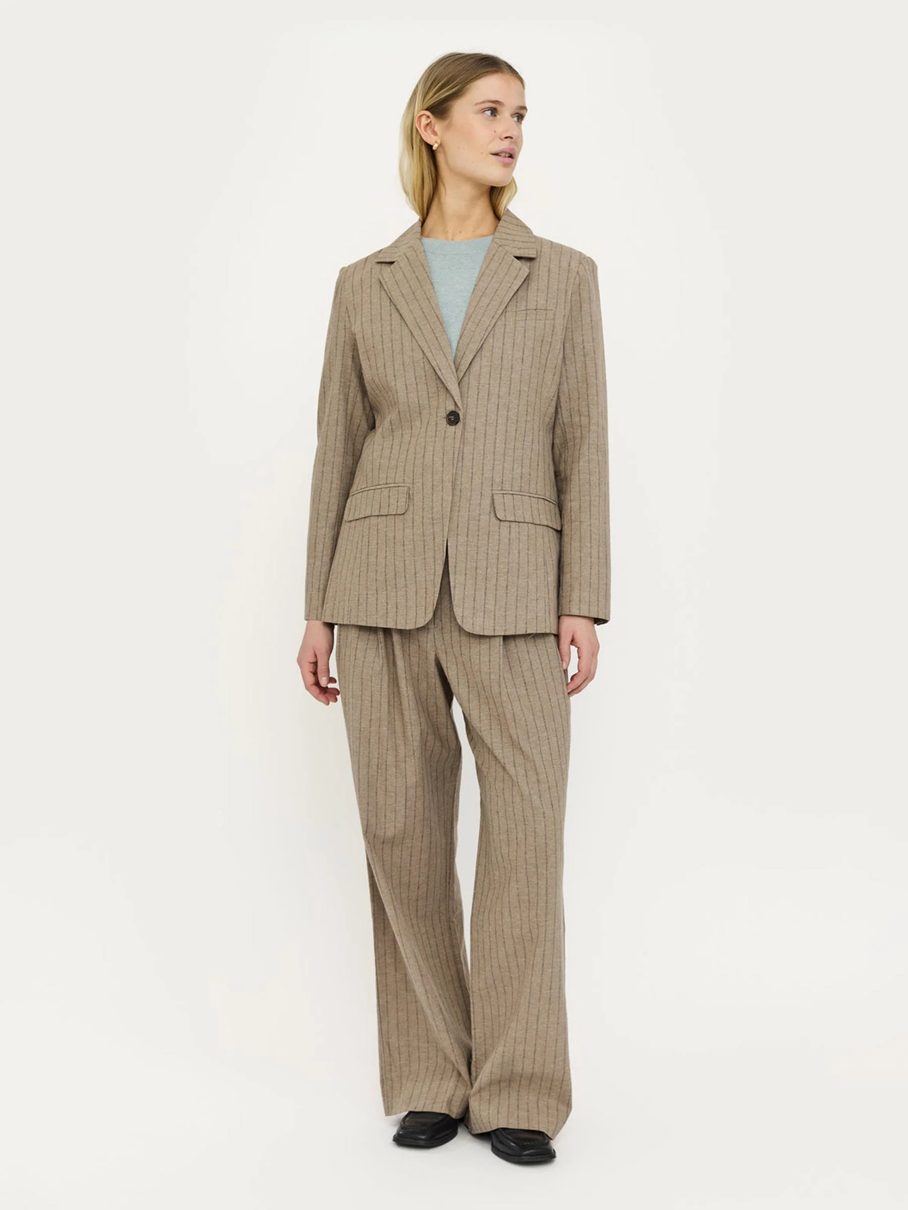 Bruine pantalon met krijtstreep srmarja - Afbeelding 3