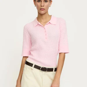 Lichtroze polo knit srbeth